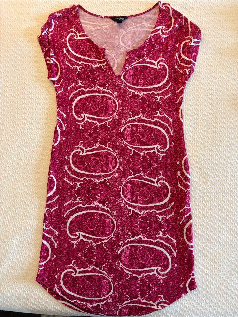 Lucky Brand Pink Paisley Print Short Sleeve Tunic Dress XS